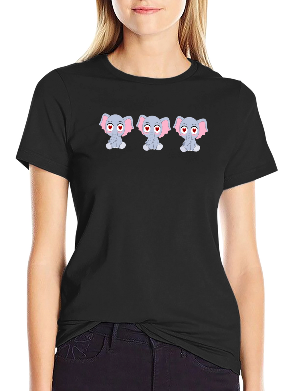 Cute Elephant Graphic Tee - Love Eyes Design