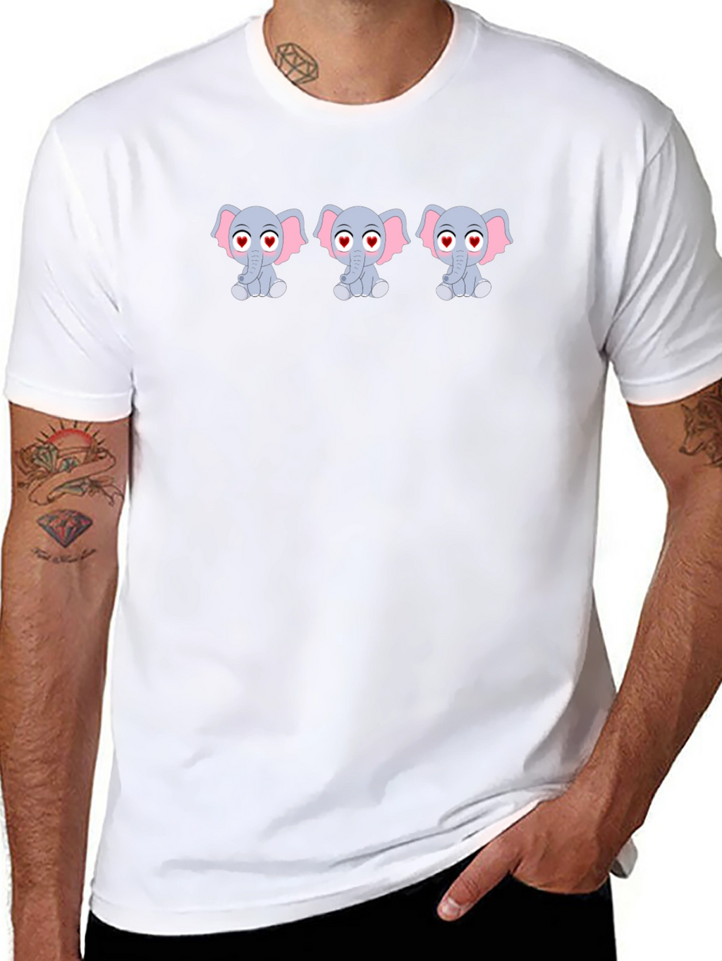 Cute Elephant Graphic Tee - Love Eyes Design