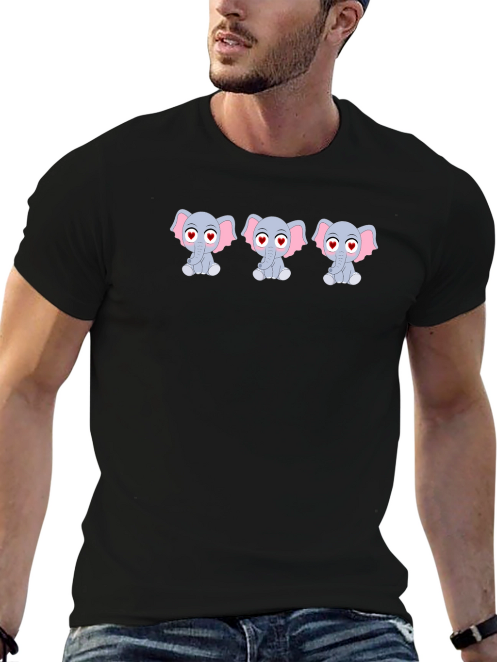 Cute Elephant Graphic Tee - Love Eyes Design