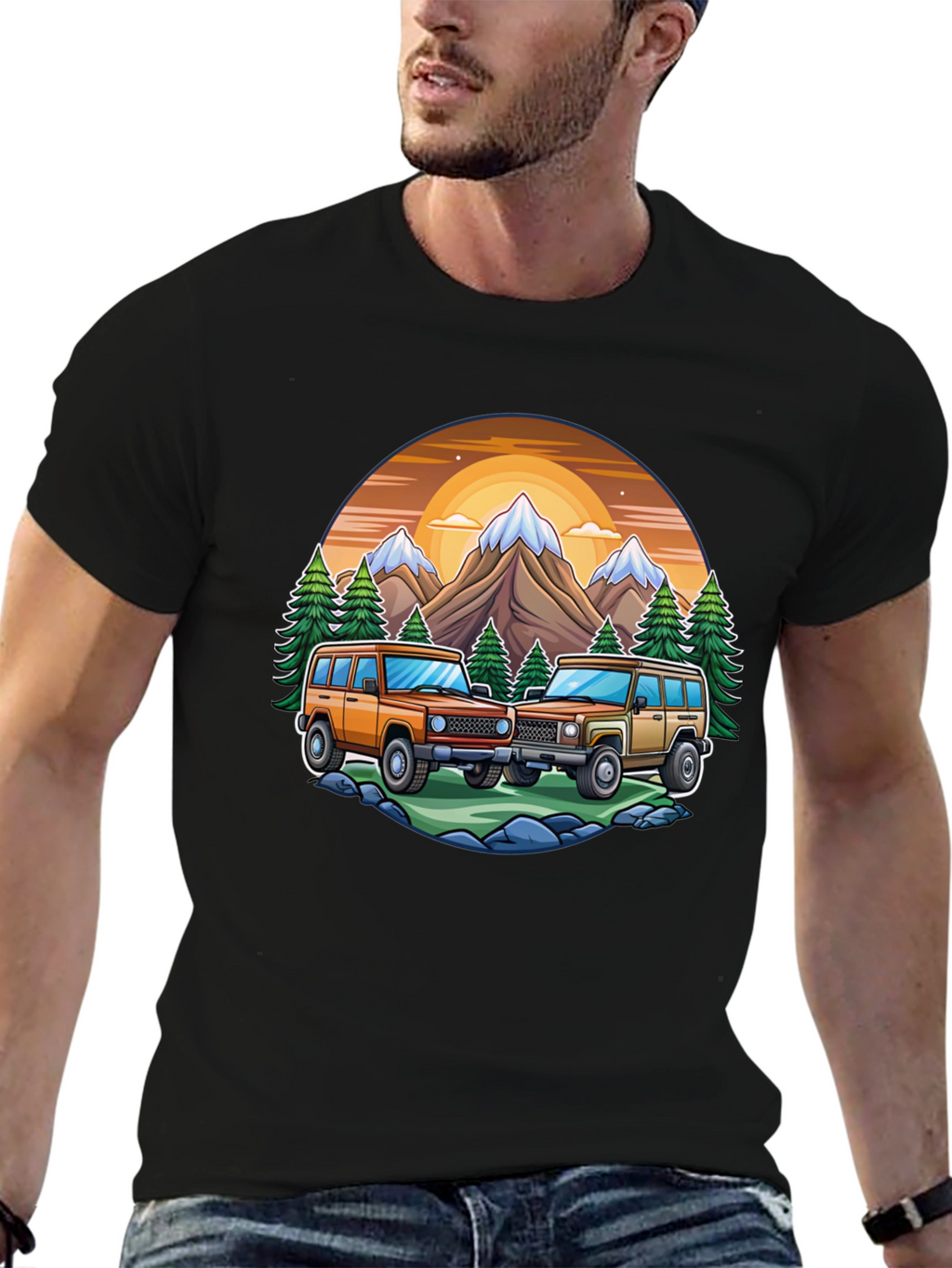 Off-Road Adventure T-Shirt - Mountain Scene