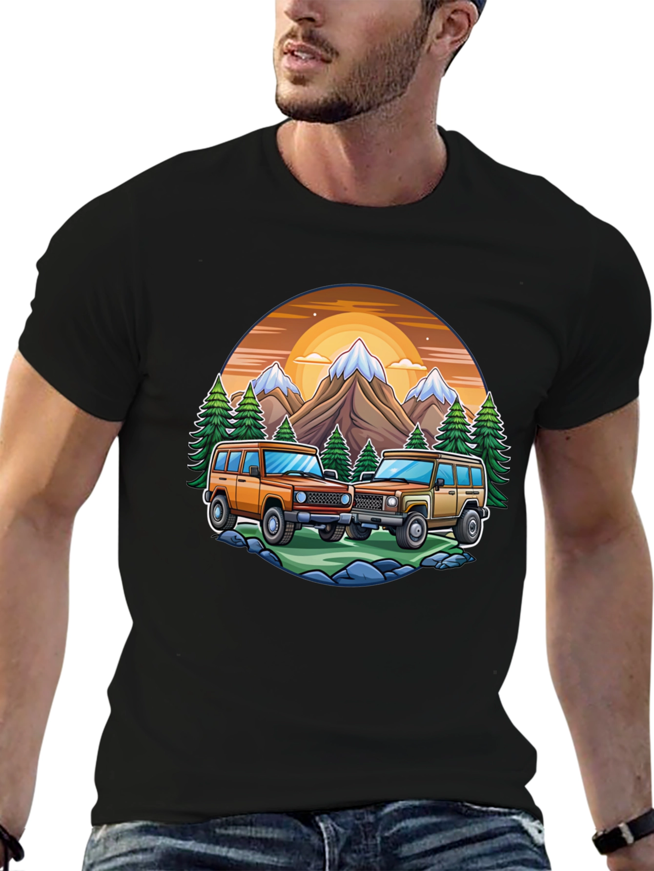 Off-Road Adventure T-Shirt - Mountain Scene