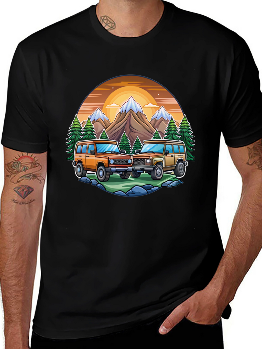 Off-Road Adventure T-Shirt - Mountain Scene
