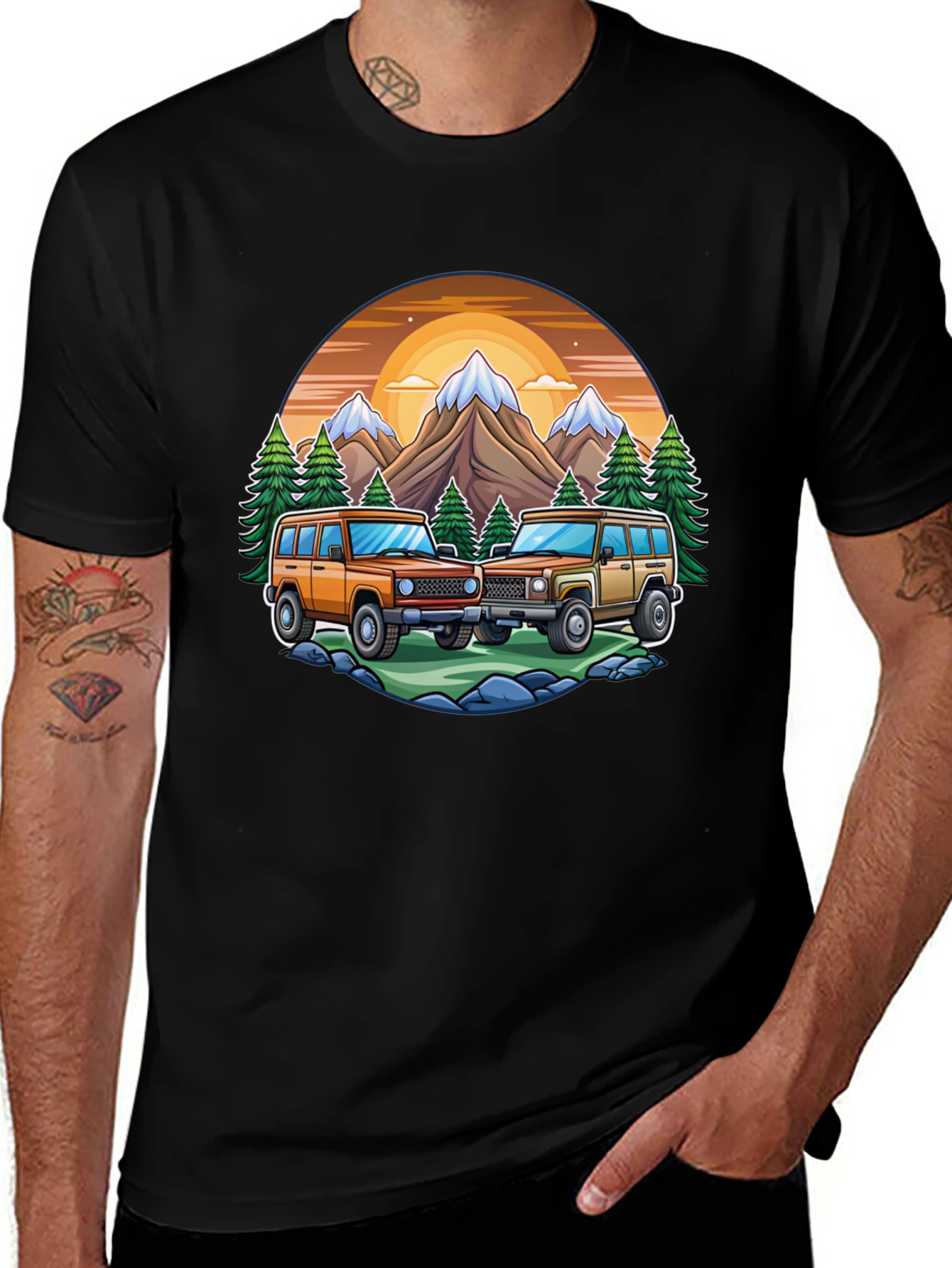 Off-Road Adventure T-Shirt - Mountain Scene