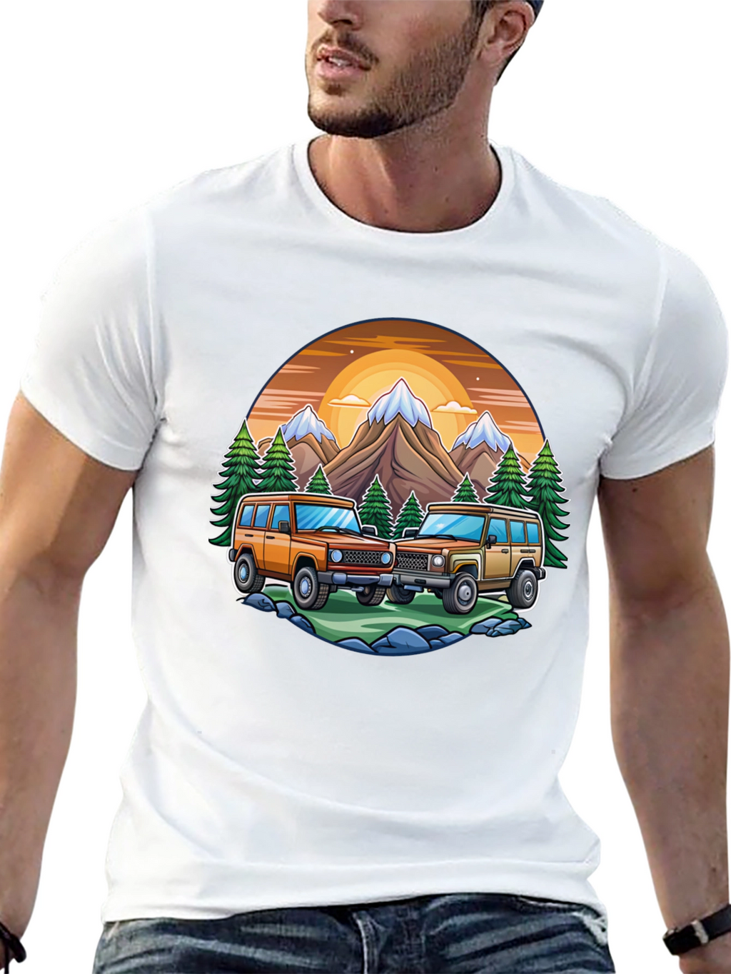 Off-Road Adventure T-Shirt - Mountain Scene