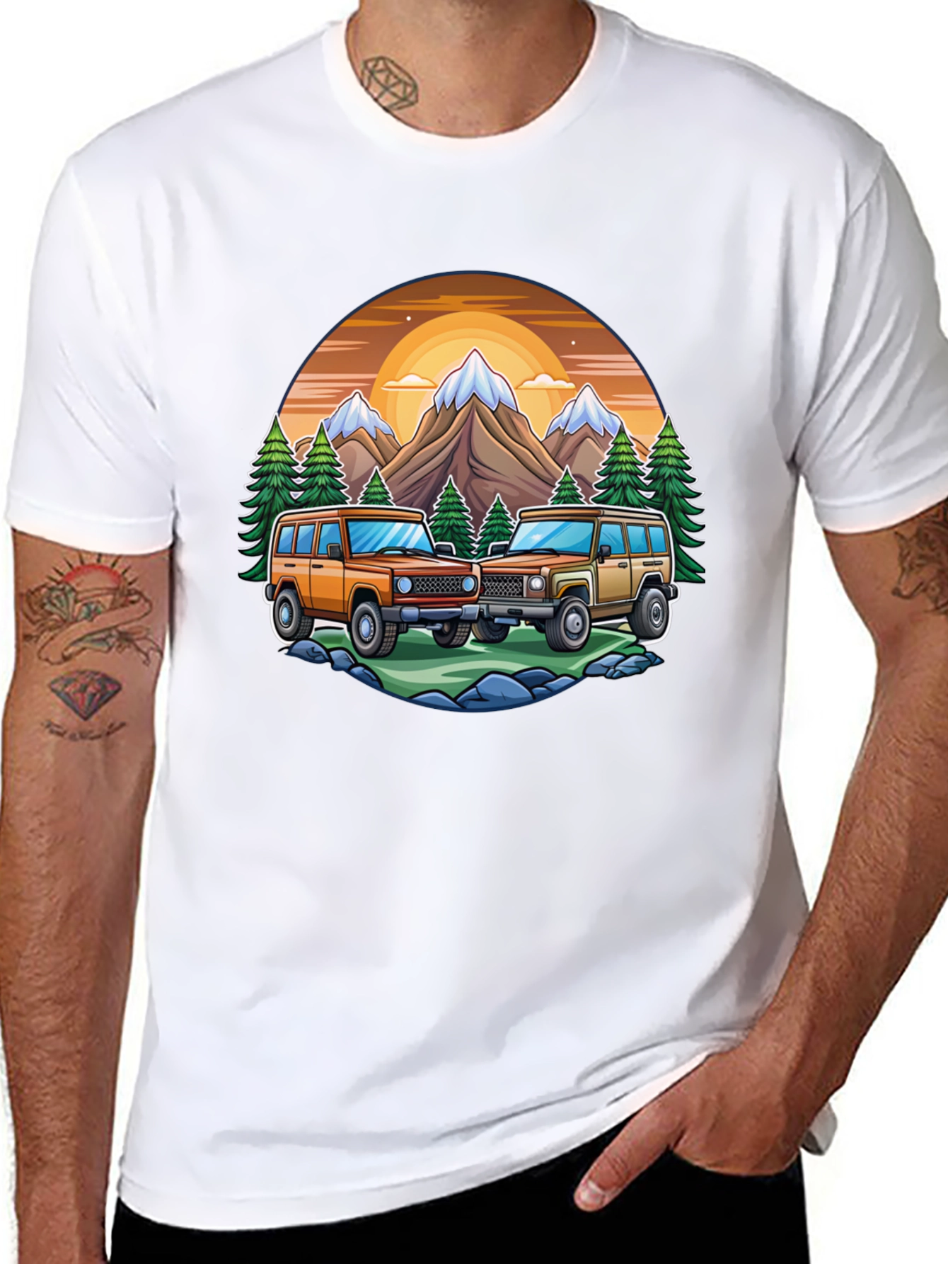 Off-Road Adventure T-Shirt - Mountain Scene