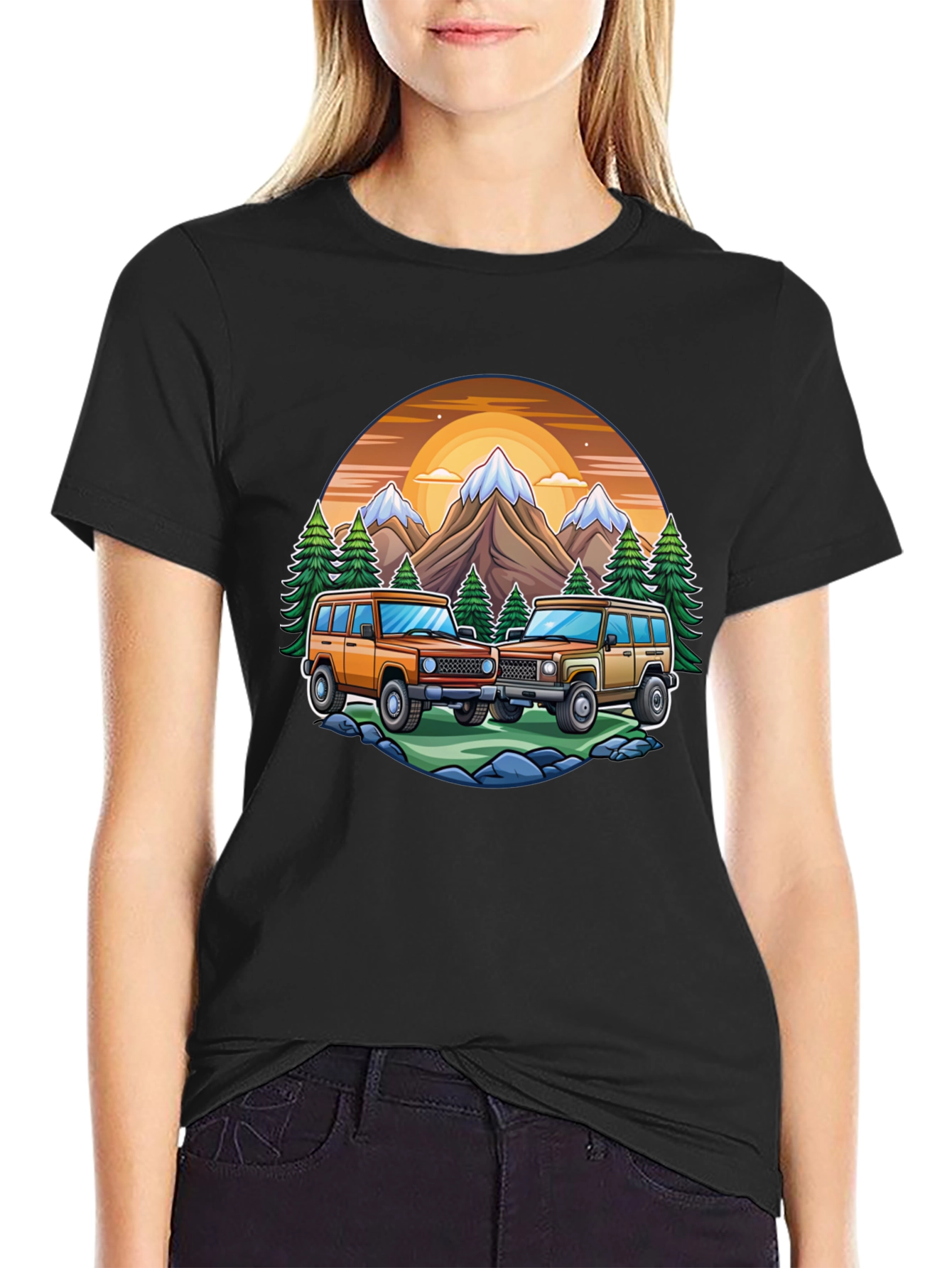 Off-Road Adventure T-Shirt - Mountain Scene