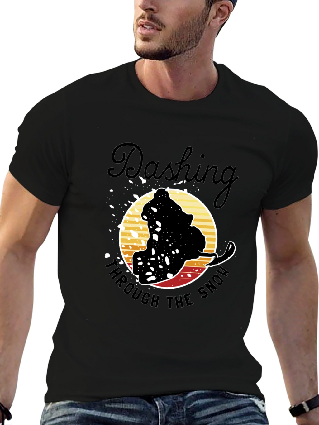 Dashing Through the Snow Graphic Tee - Black