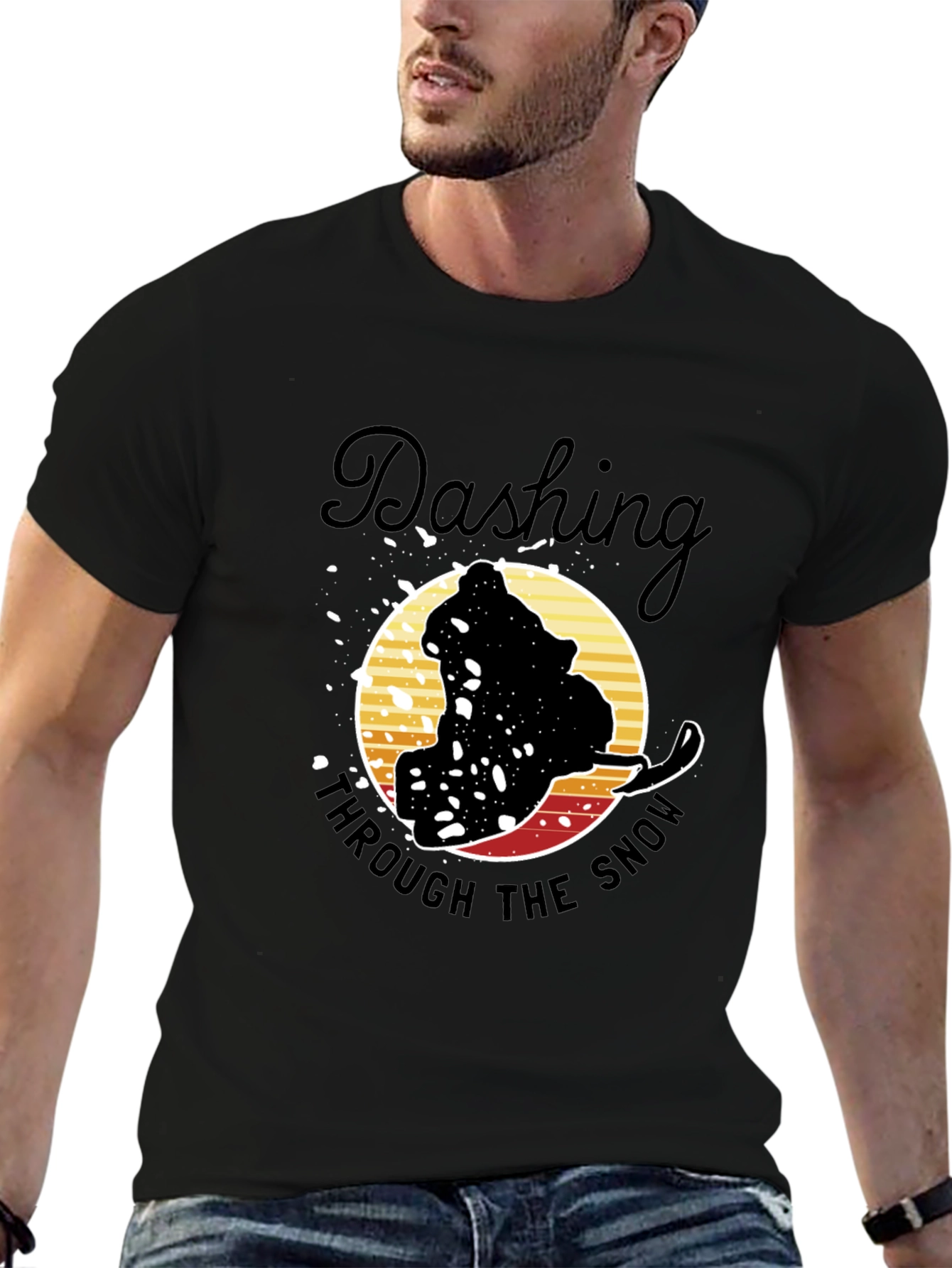 Dashing Through the Snow Graphic Tee - Black