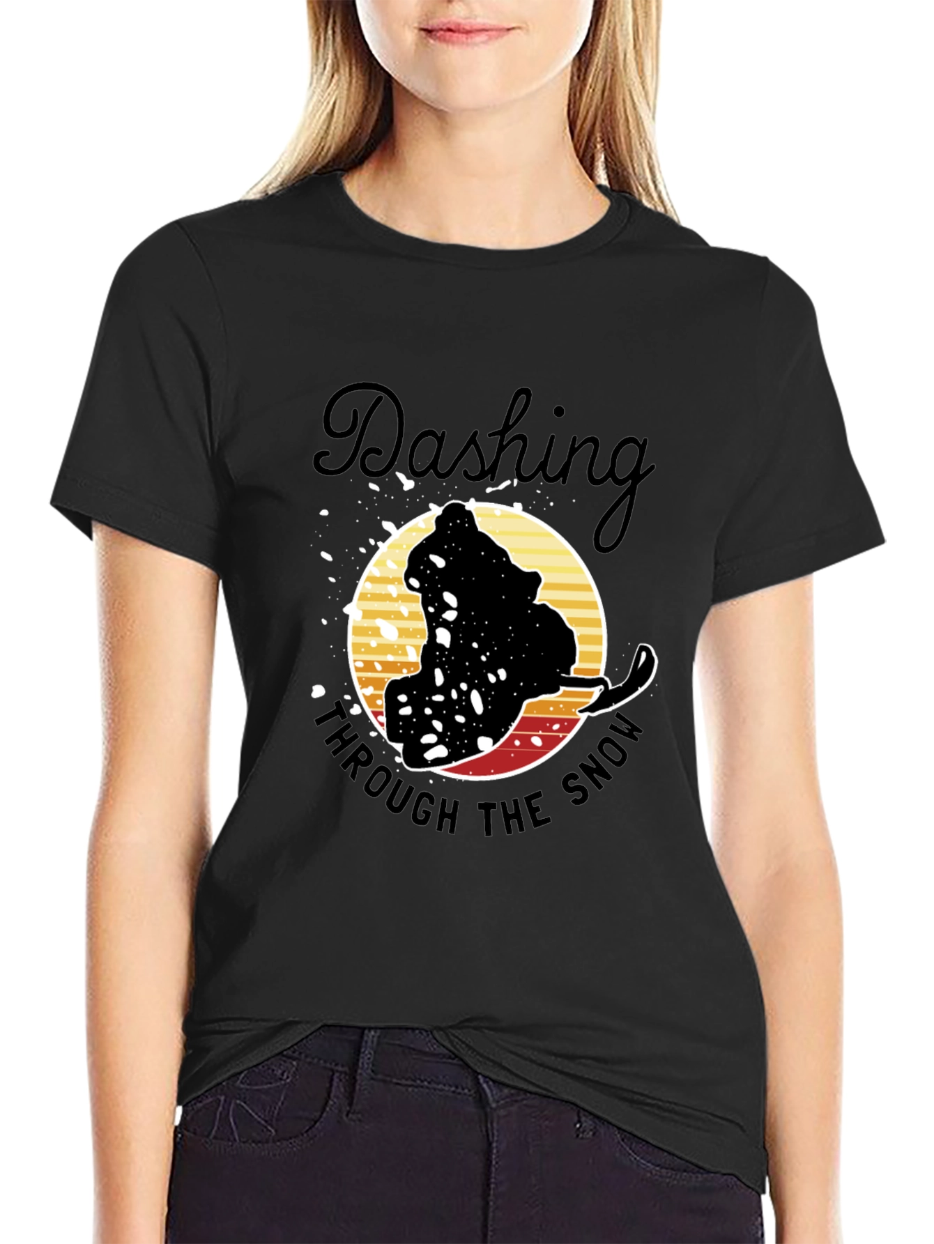 Dashing Through the Snow Graphic Tee - Black