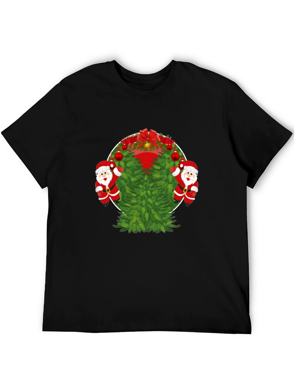 Festive Christmas Tree & Santa T-Shirt