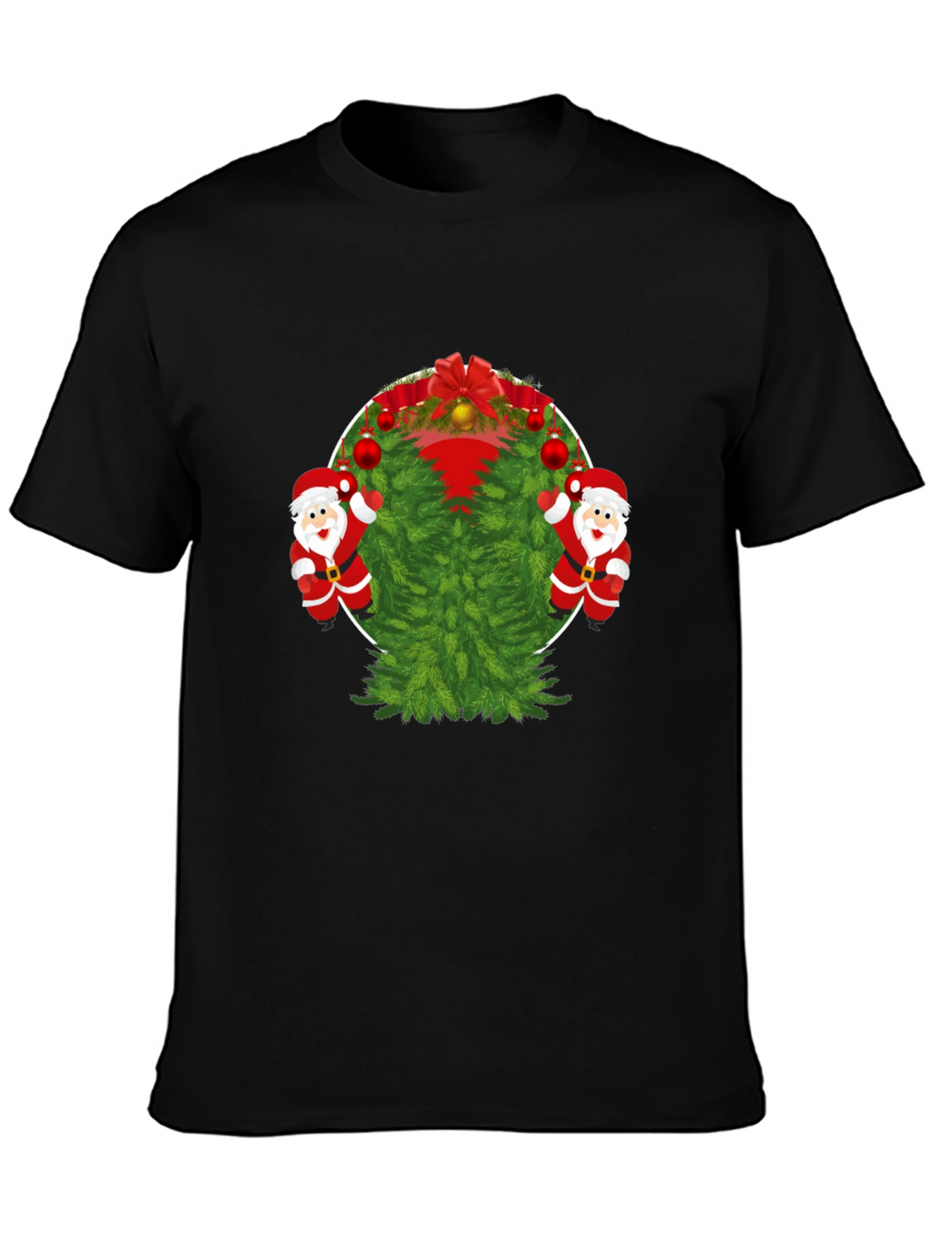 Festive Christmas Tree & Santa T-Shirt