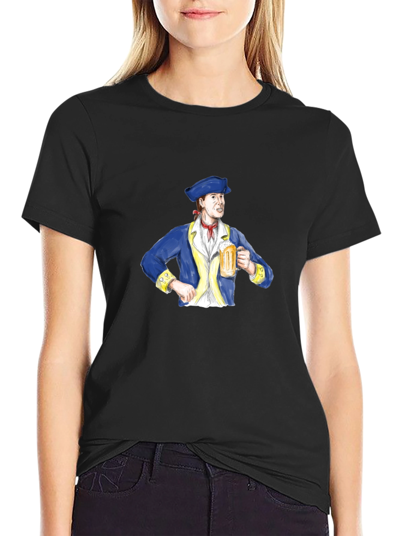 Colonial Man Beer Lover Graphic T-Shirt