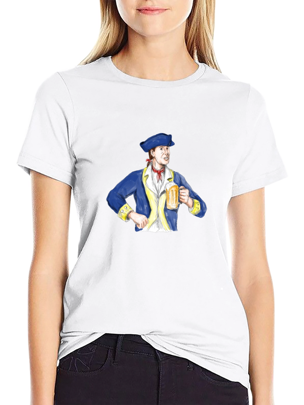 Colonial Man Beer Lover Graphic T-Shirt