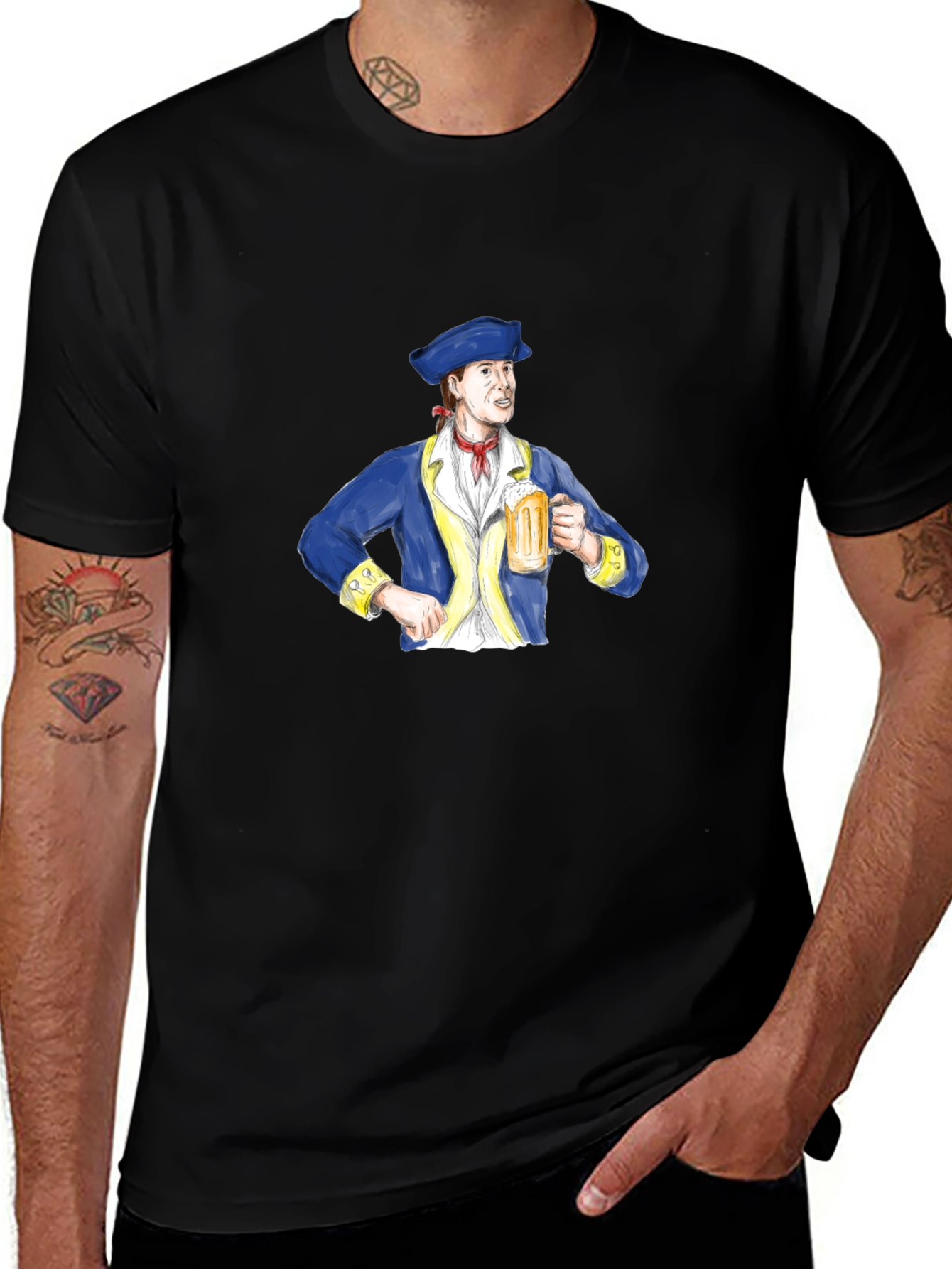 Colonial Man Beer Lover Graphic T-Shirt