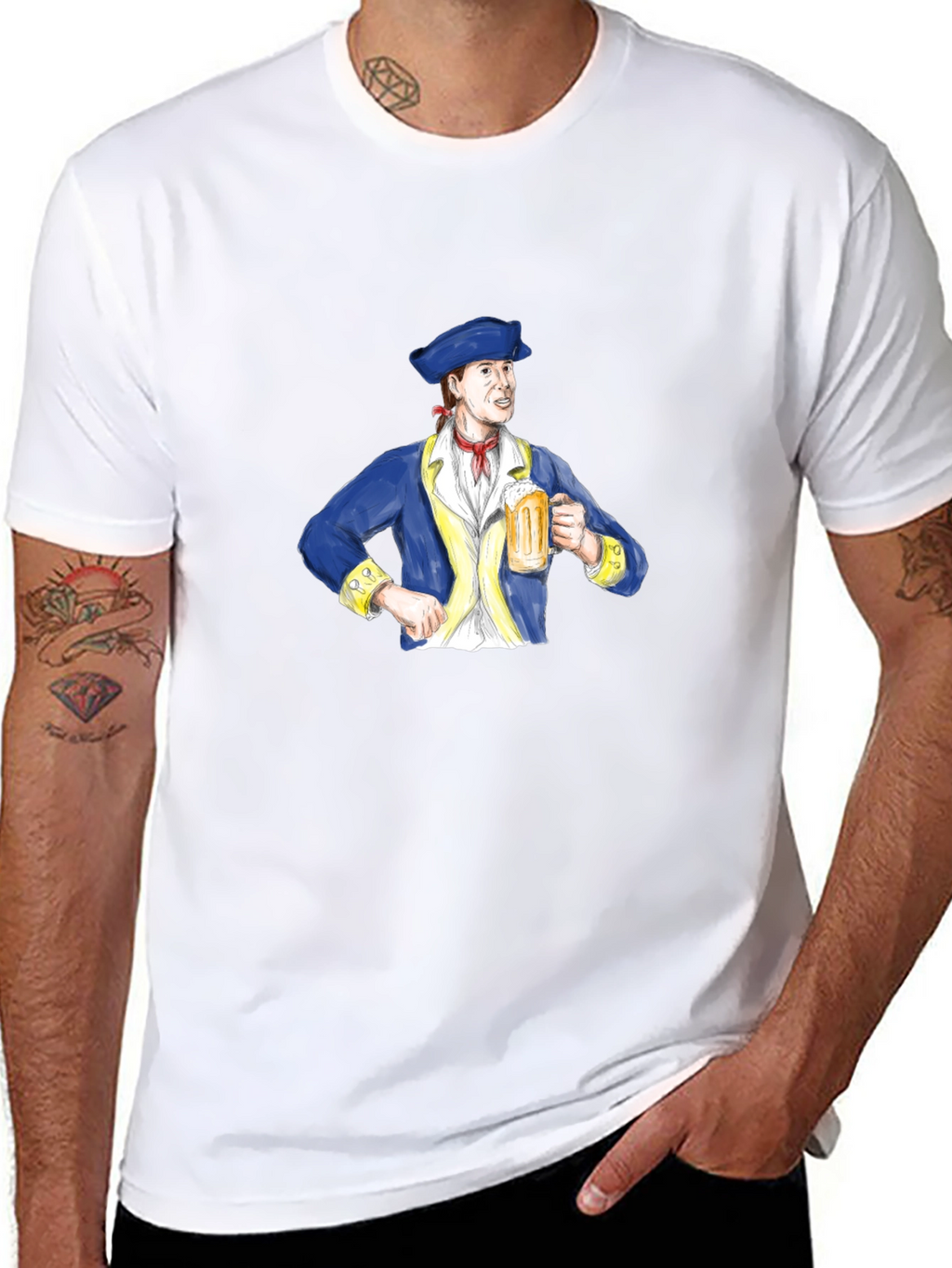 Colonial Man Beer Lover Graphic T-Shirt