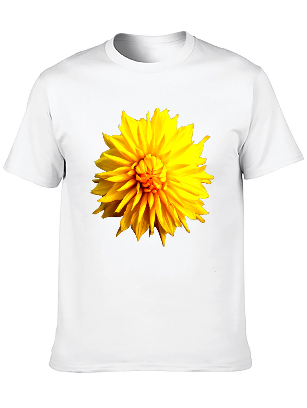 Black T-Shirt with Bright Yellow Flower Graphic