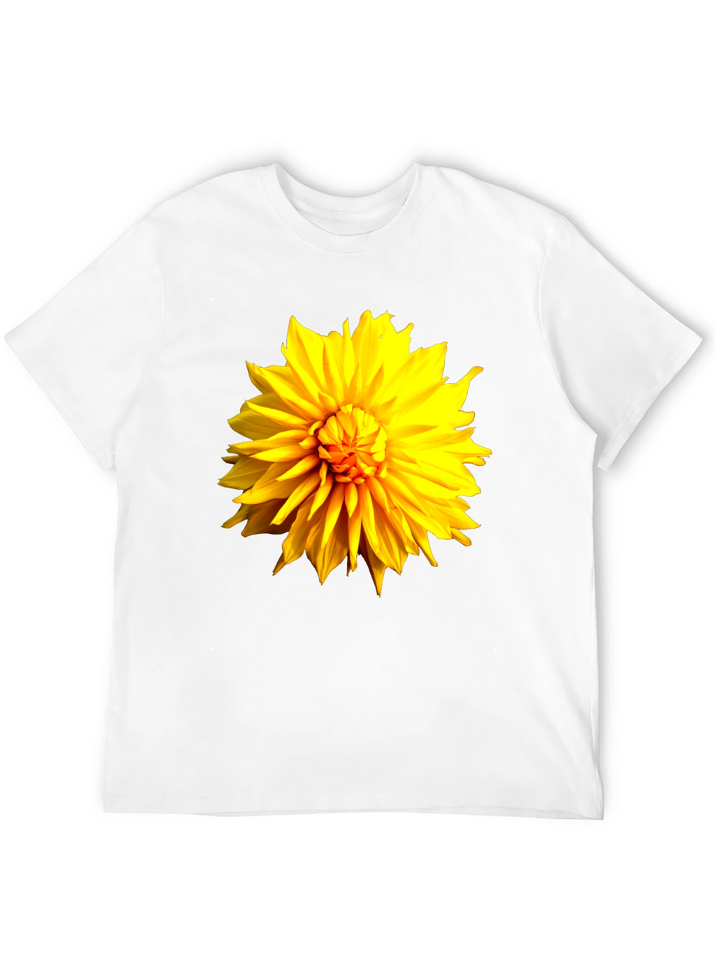 Black T-Shirt with Bright Yellow Flower Graphic