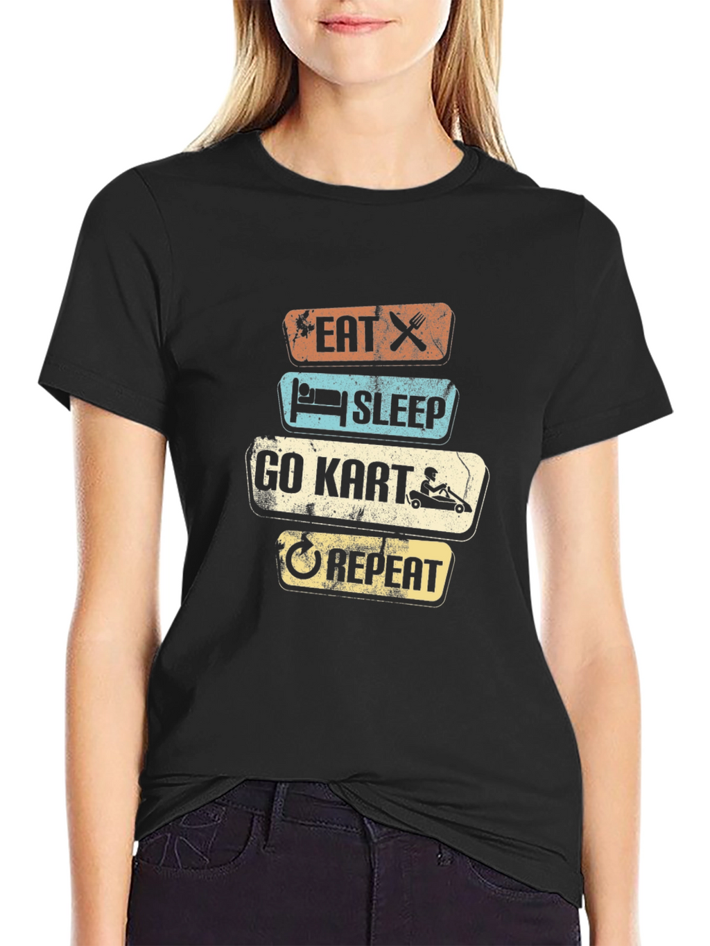 Eat Sleep Go Kart Repeat Graphic T-Shirt