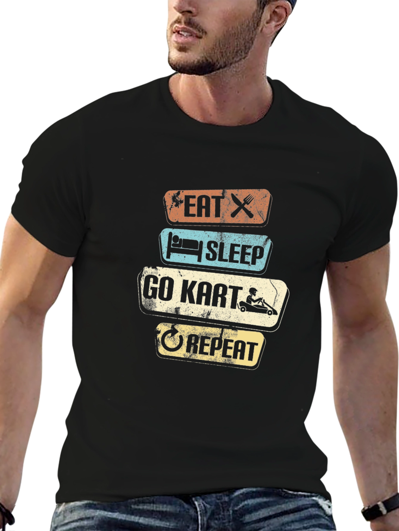 Eat Sleep Go Kart Repeat Graphic T-Shirt