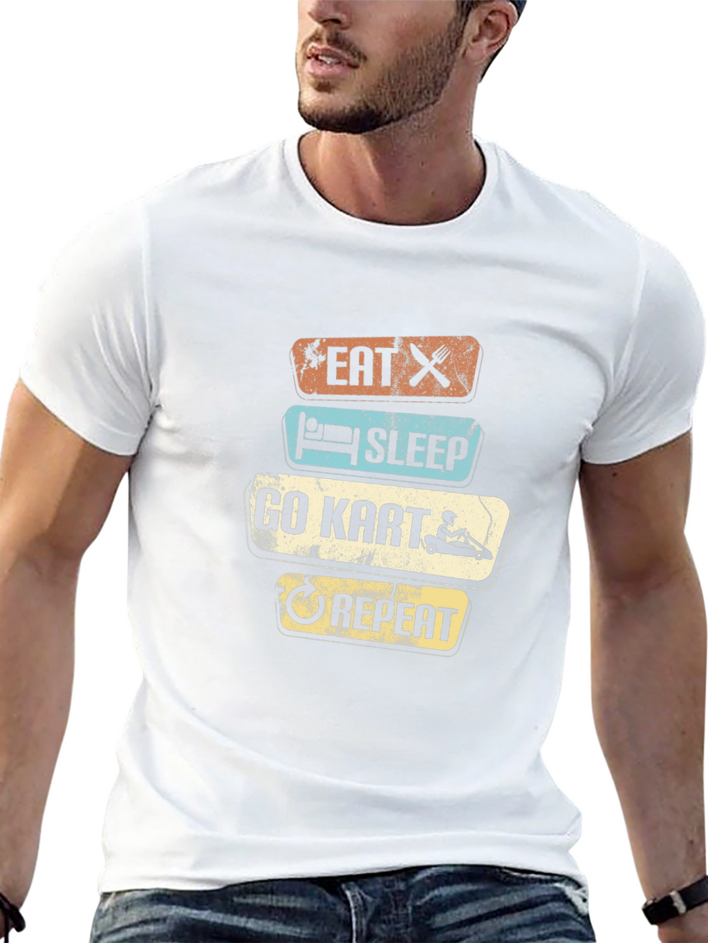 Eat Sleep Go Kart Repeat Graphic T-Shirt