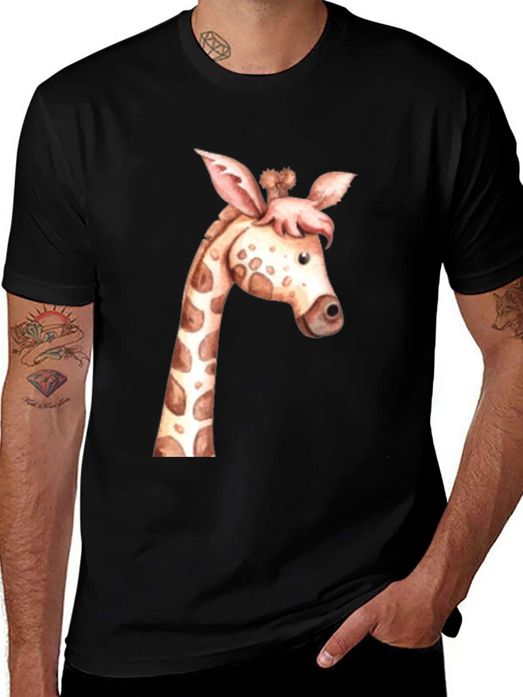 Giraffe Graphic Tee - Unisex Black T-Shirt