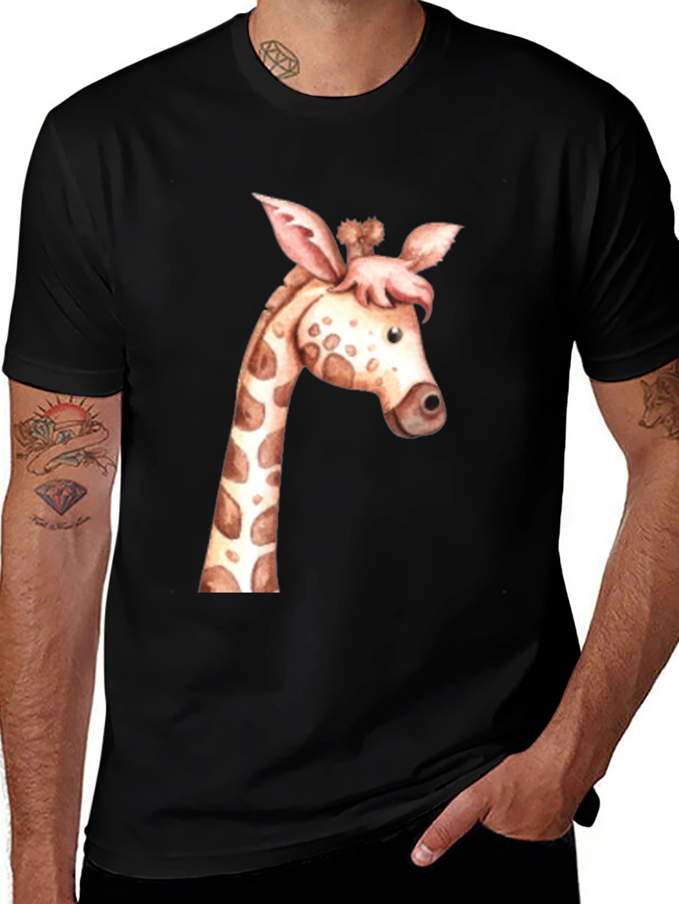 Giraffe Graphic Tee - Unisex Black T-Shirt