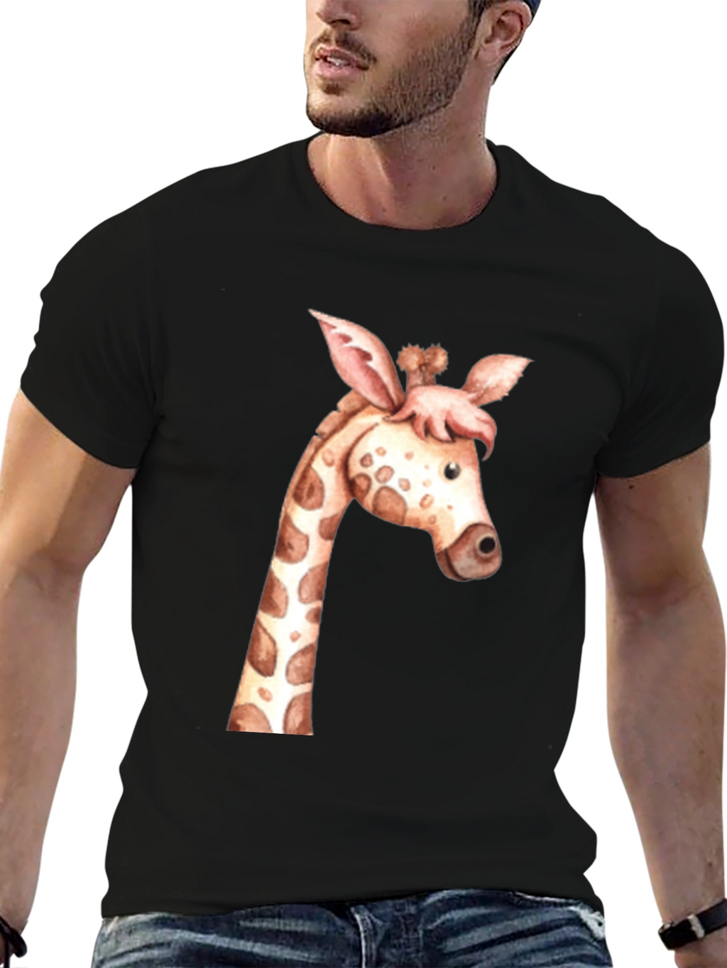 Giraffe Graphic Tee - Unisex Black T-Shirt