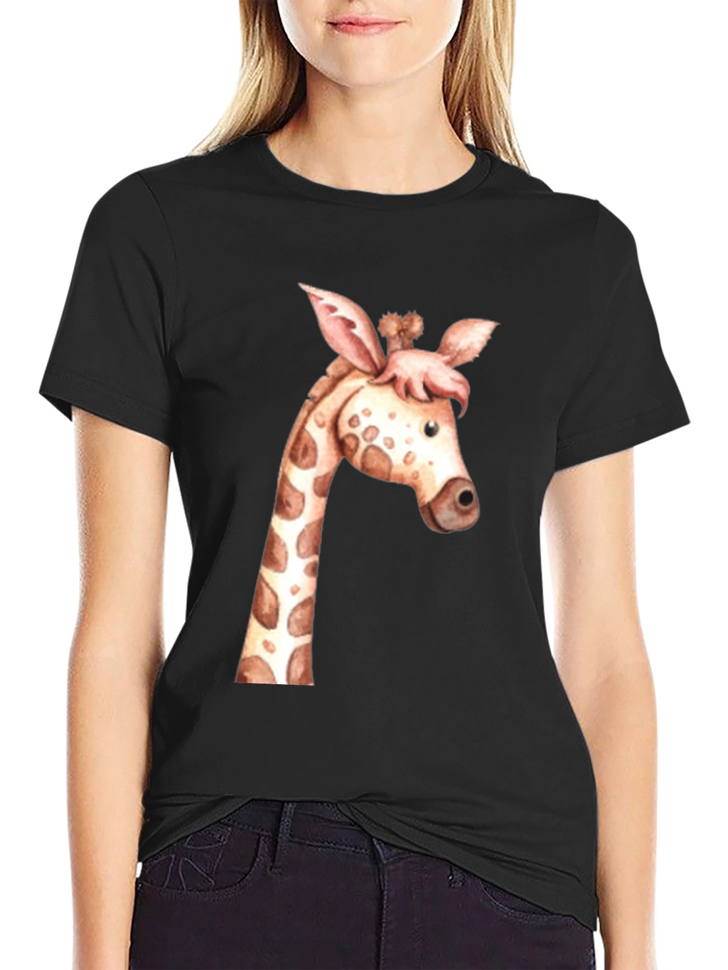 Giraffe Graphic Tee - Unisex Black T-Shirt
