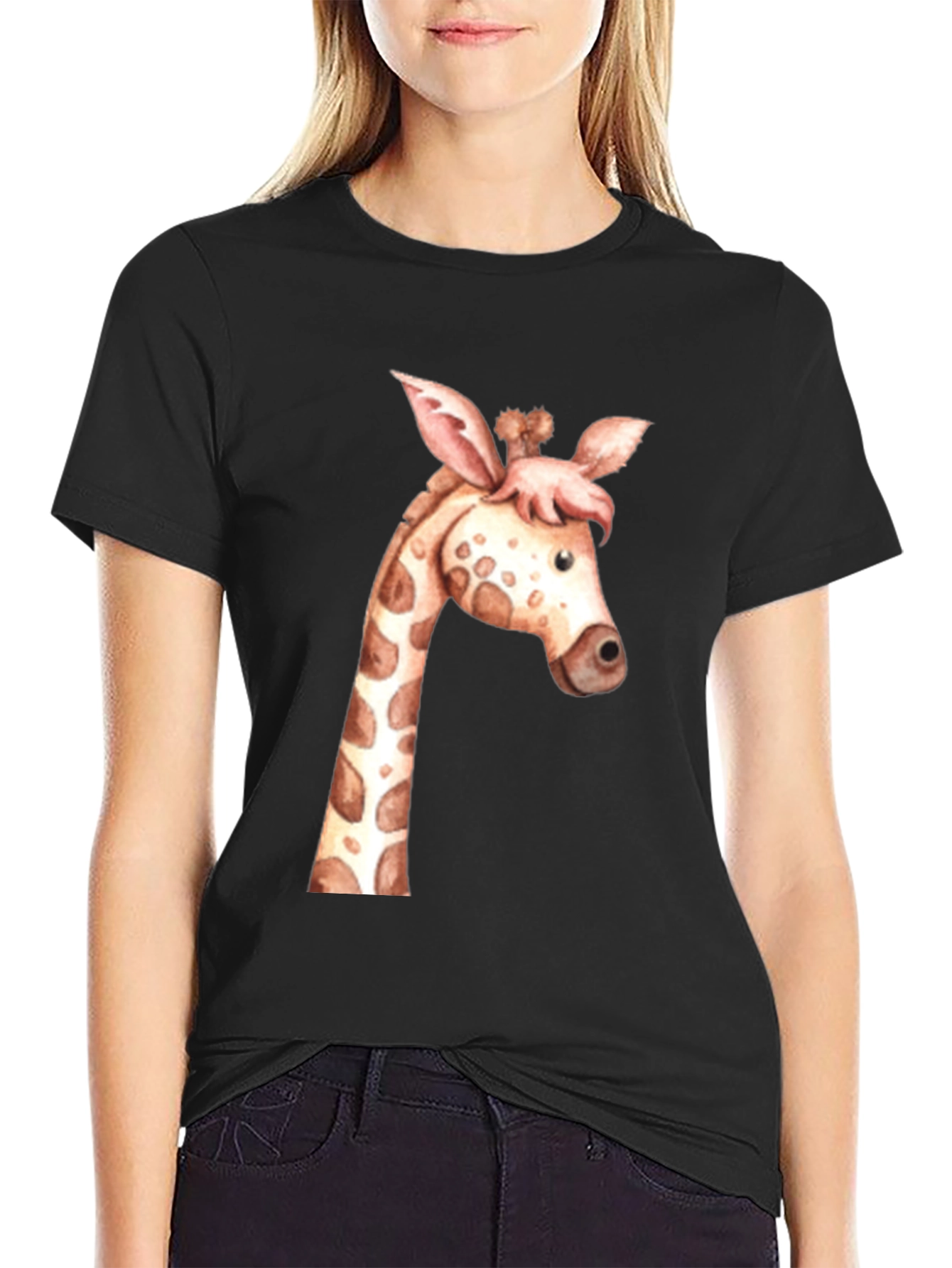 Giraffe Graphic Tee - Unisex Black T-Shirt