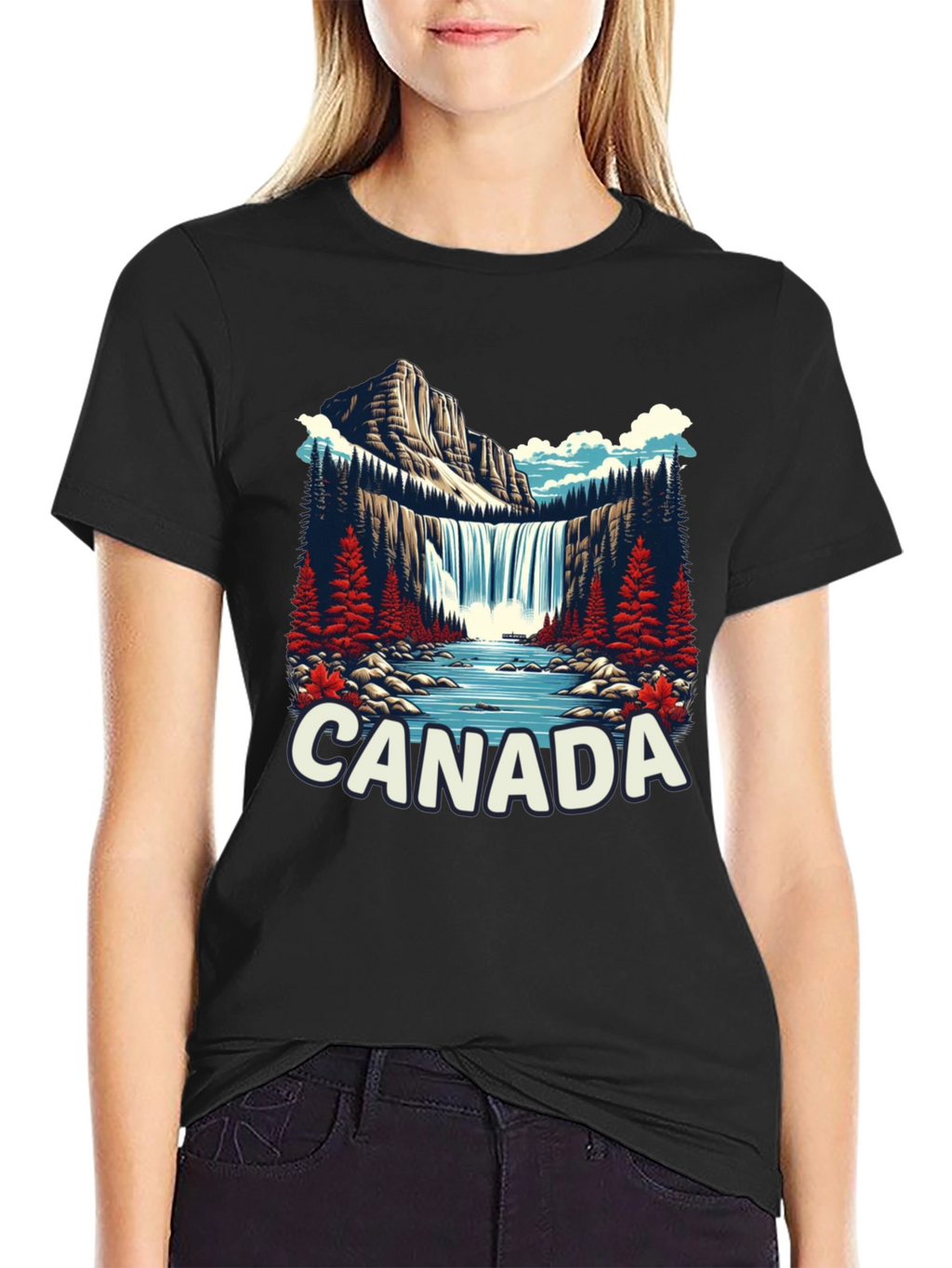 Canada Waterfall Graphic Tee - Nature Inspired T-Shirt