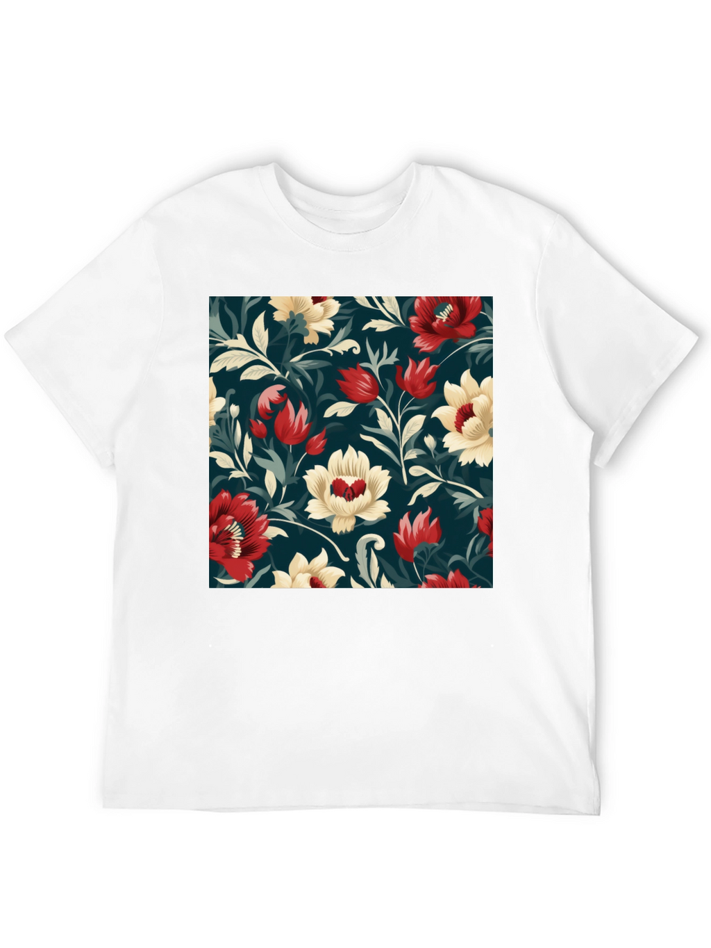 Floral Pattern Black T-Shirt