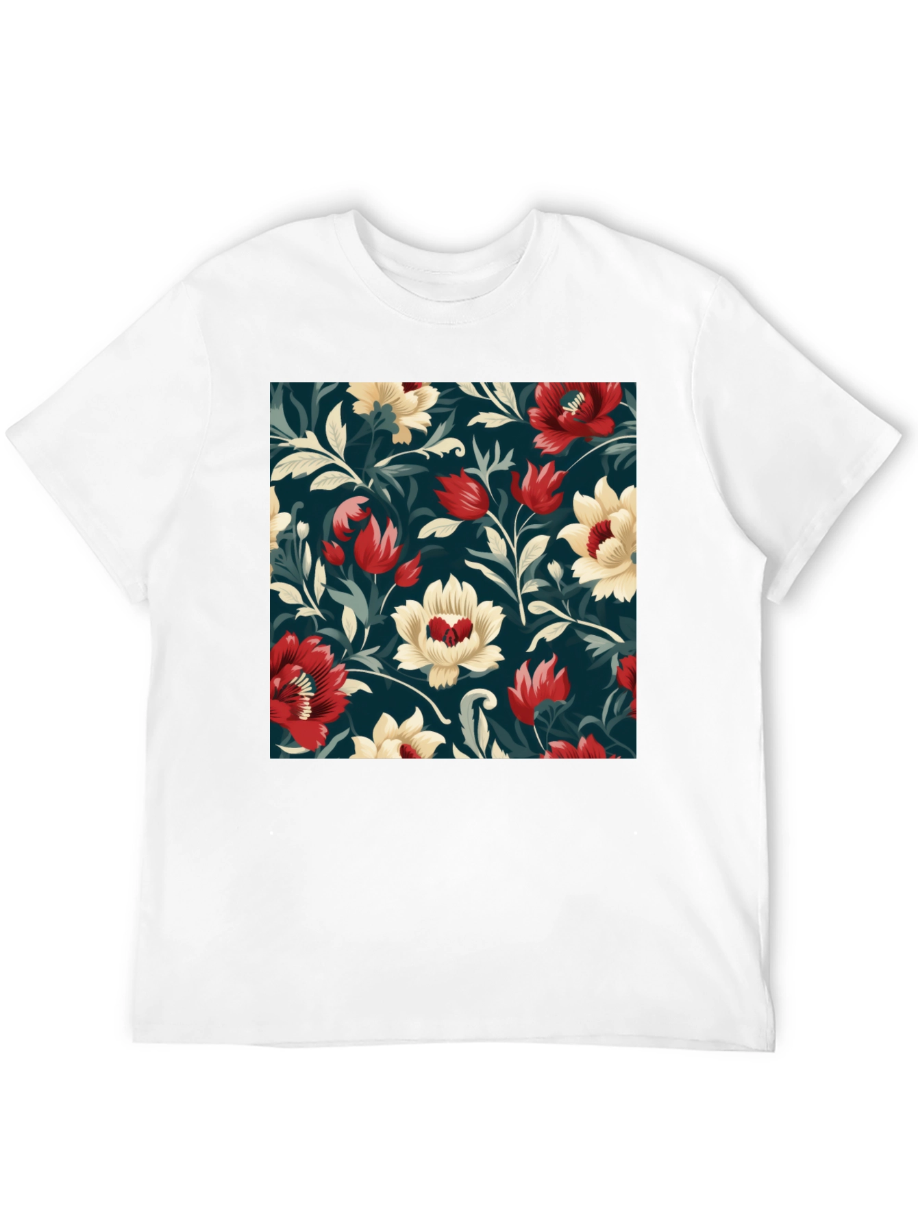 Floral Pattern Black T-Shirt