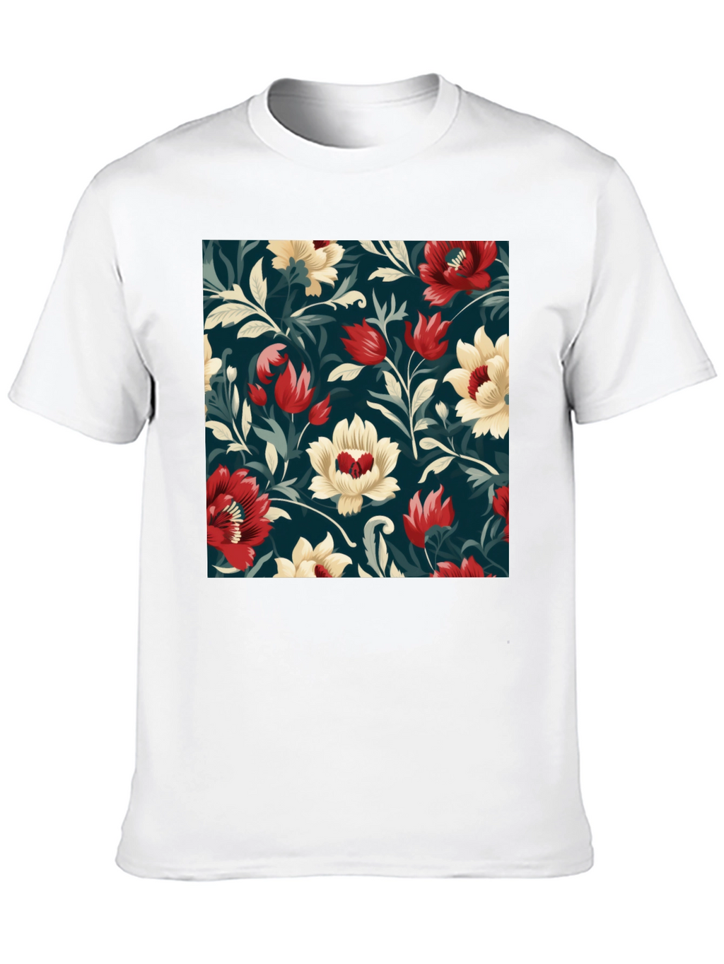 Floral Pattern Black T-Shirt