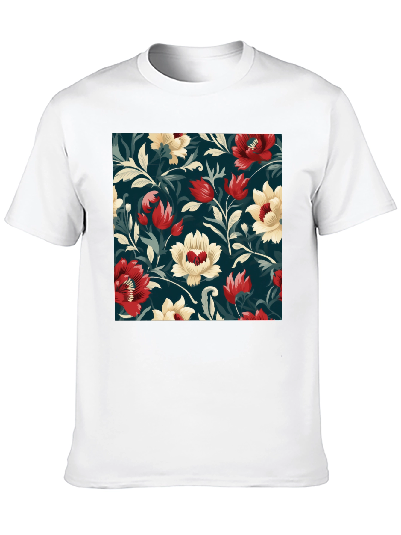 Floral Pattern Black T-Shirt
