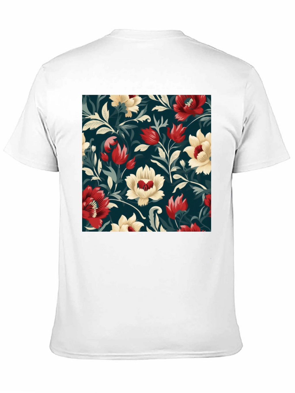Floral Pattern Black T-Shirt