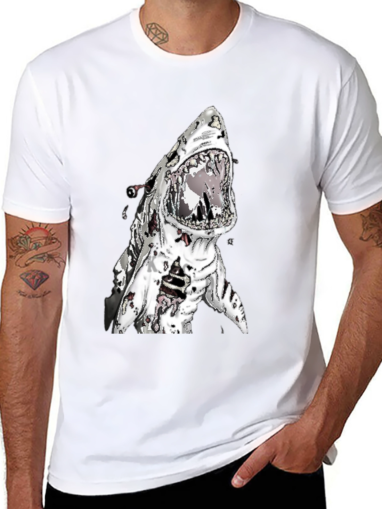 Zombie Shark Attack Graphic Tee - Black