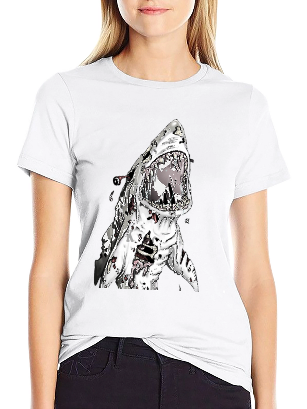 Zombie Shark Attack Graphic Tee - Black