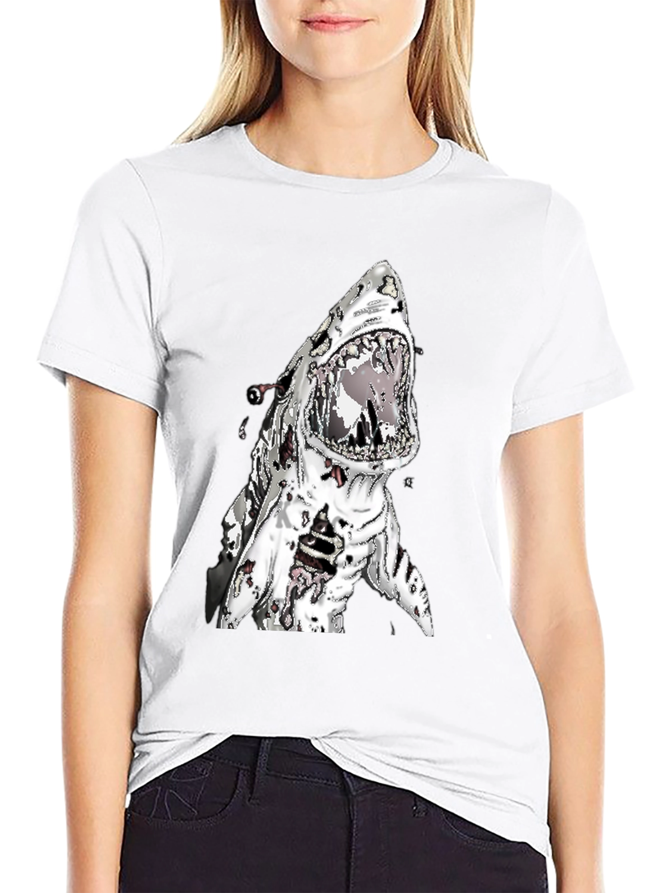Zombie Shark Attack Graphic Tee - Black