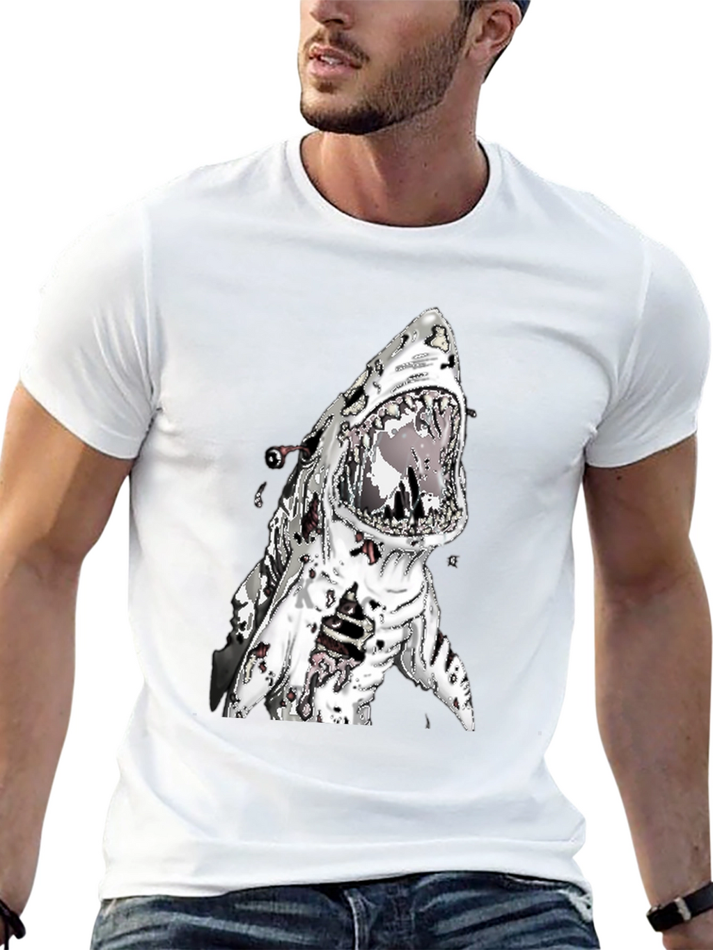 Zombie Shark Attack Graphic Tee - Black