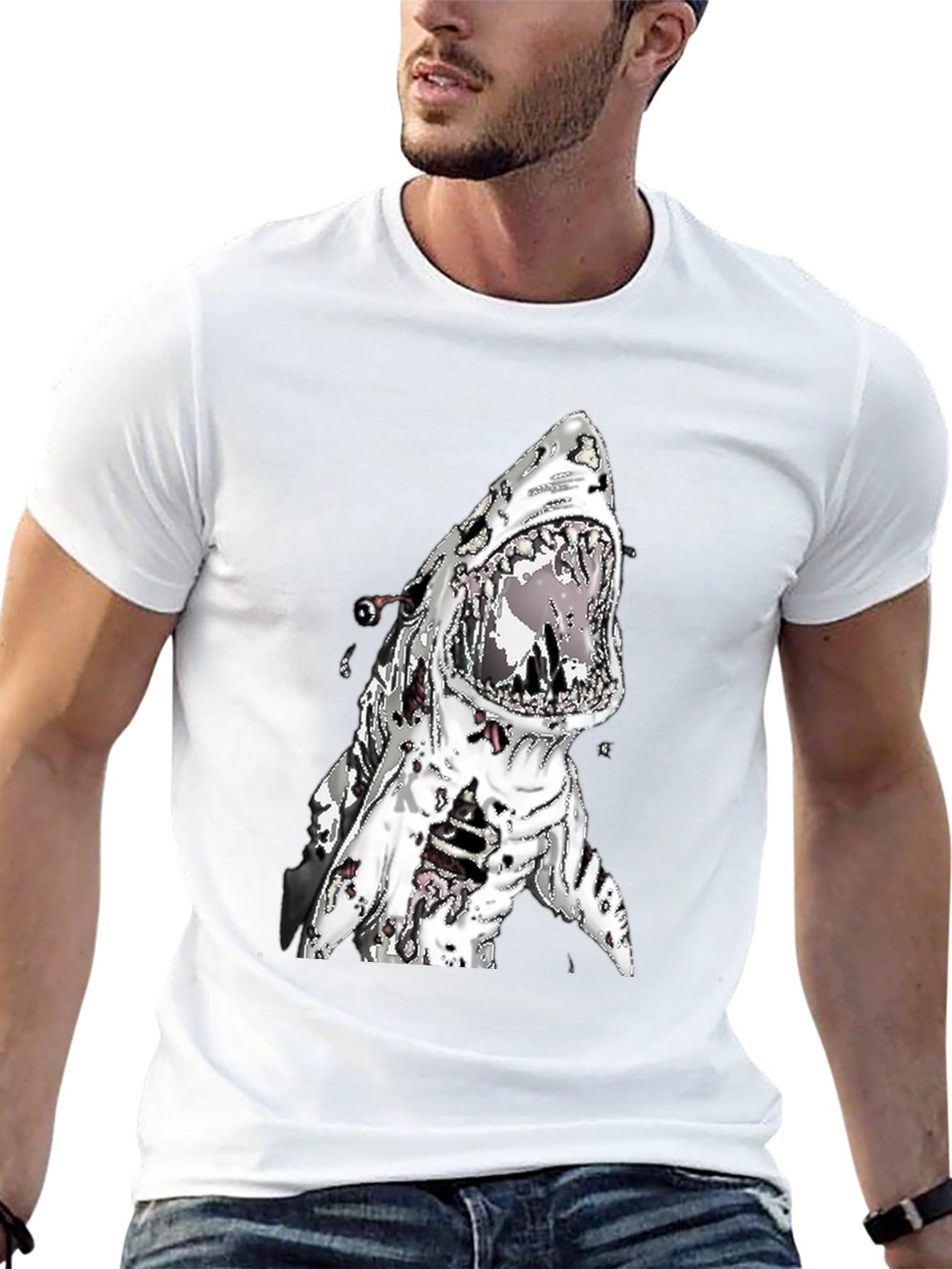 Zombie Shark Attack Graphic Tee - Black