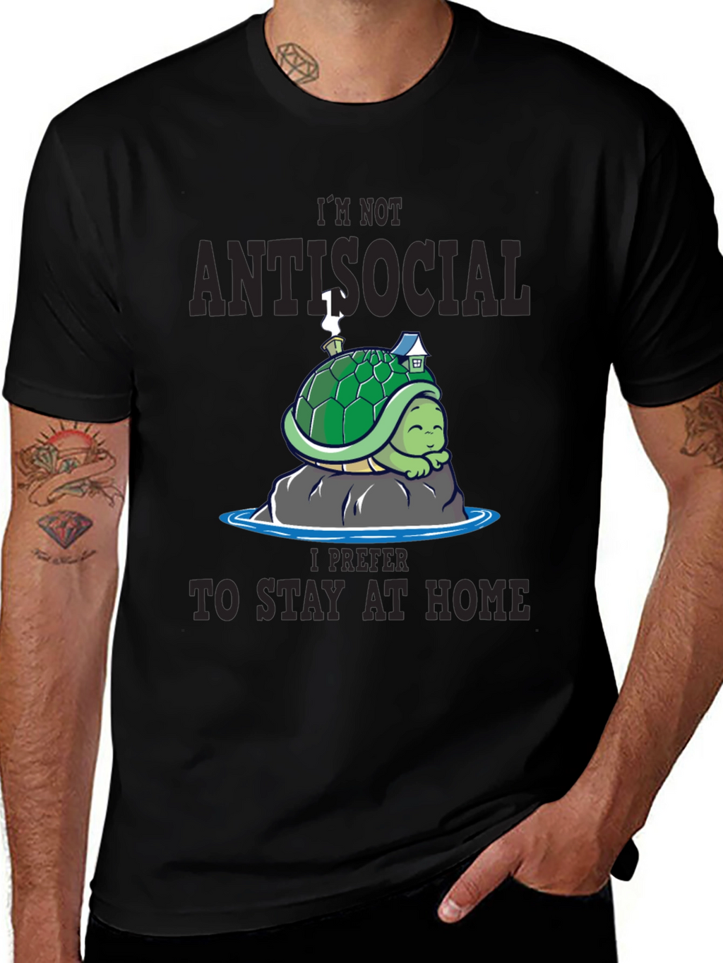 Antisocial Turtle Graphic Tee - Stay Home Comfort