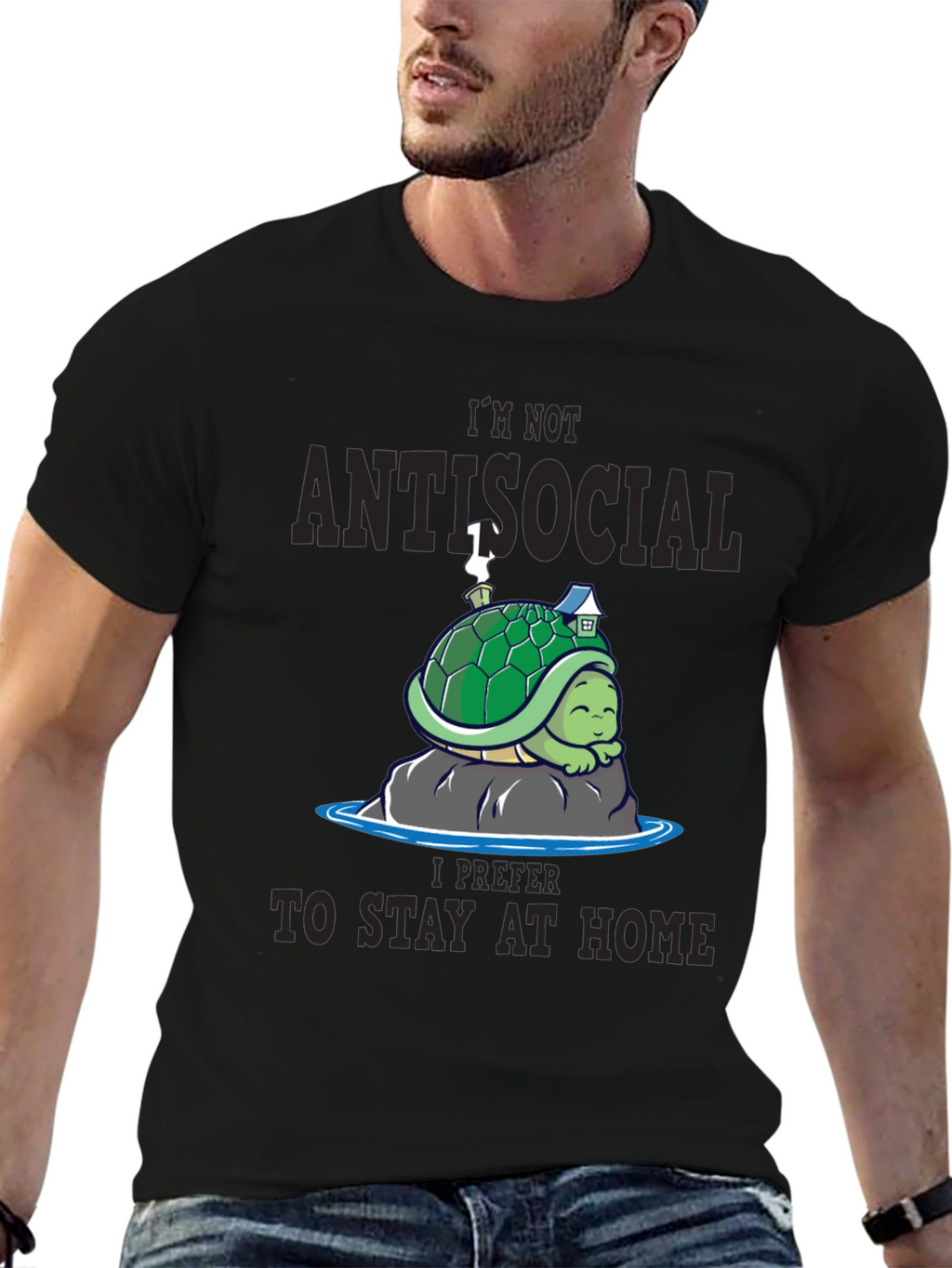 Antisocial Turtle Graphic Tee - Stay Home Comfort