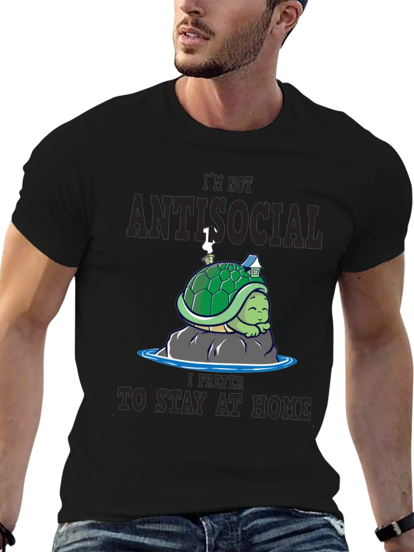 Antisocial Turtle Graphic Tee - Stay Home Comfort