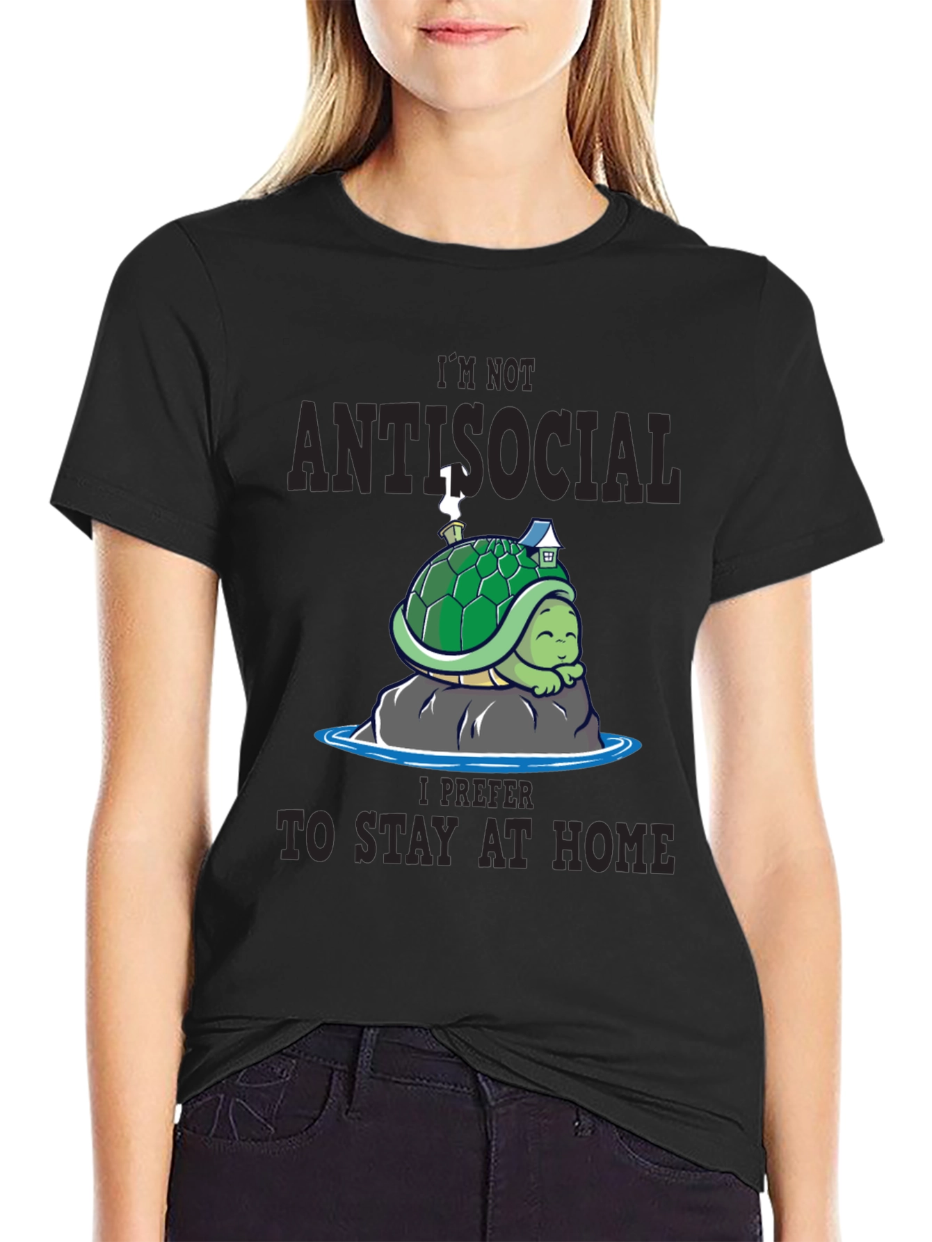 Antisocial Turtle Graphic Tee - Stay Home Comfort