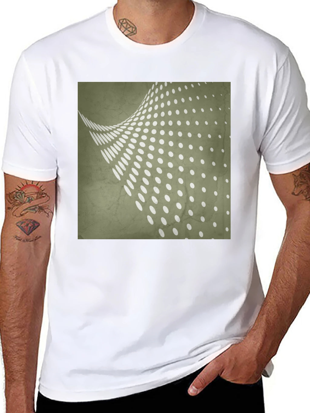 Retro Dot Pattern Black T-Shirt