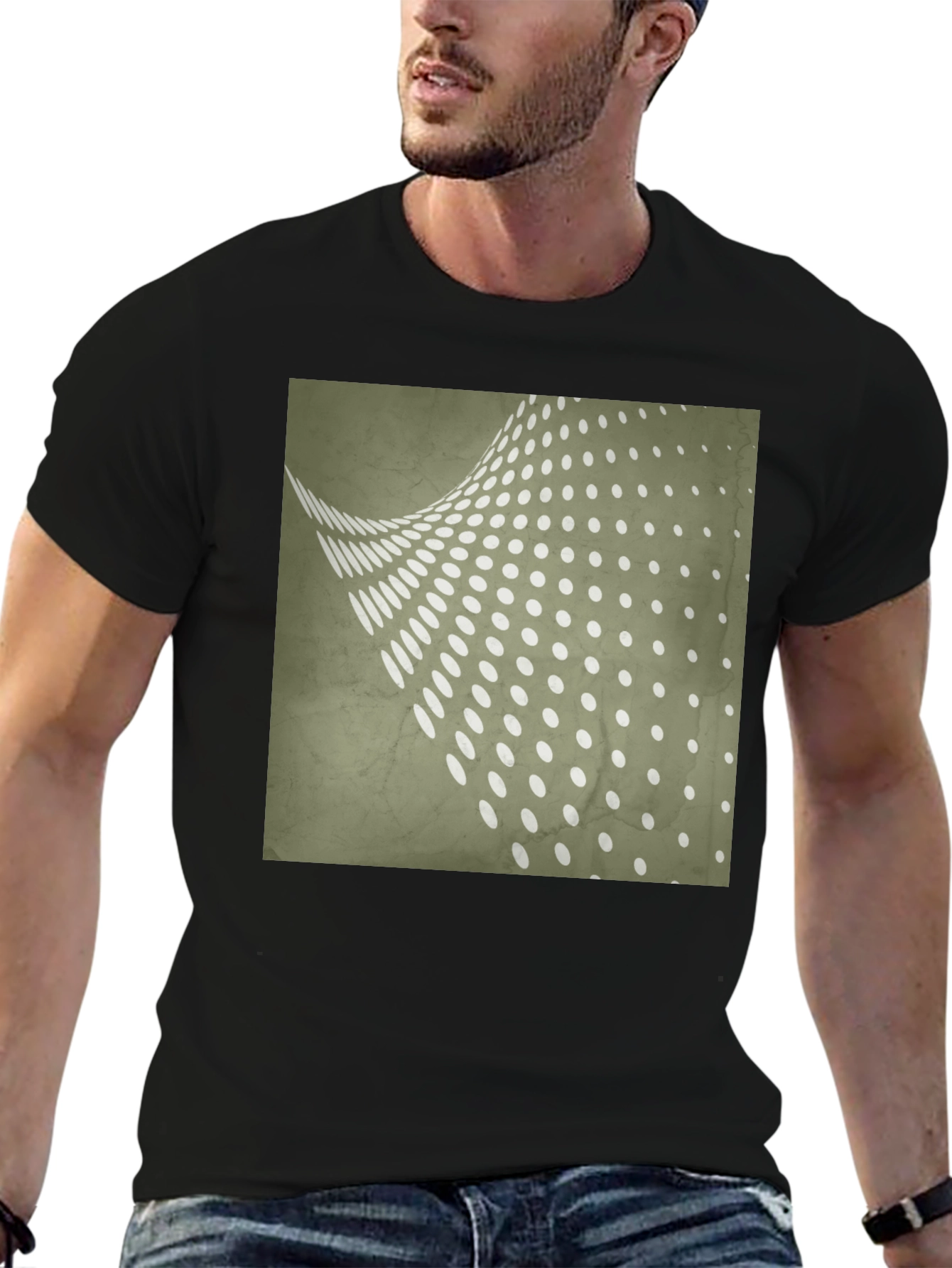 Retro Dot Pattern Black T-Shirt