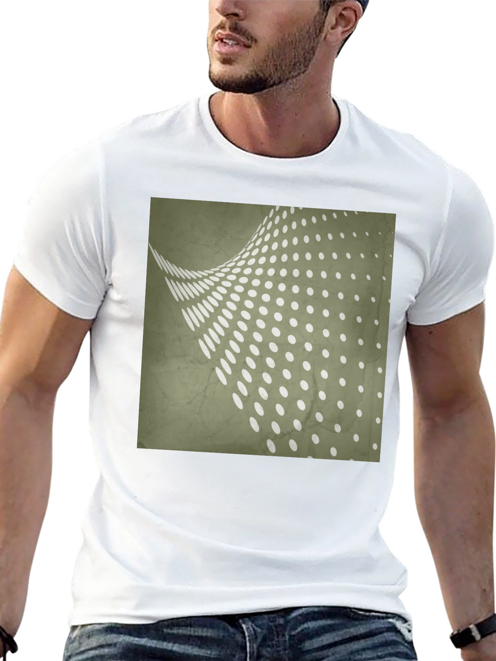 Retro Dot Pattern Black T-Shirt