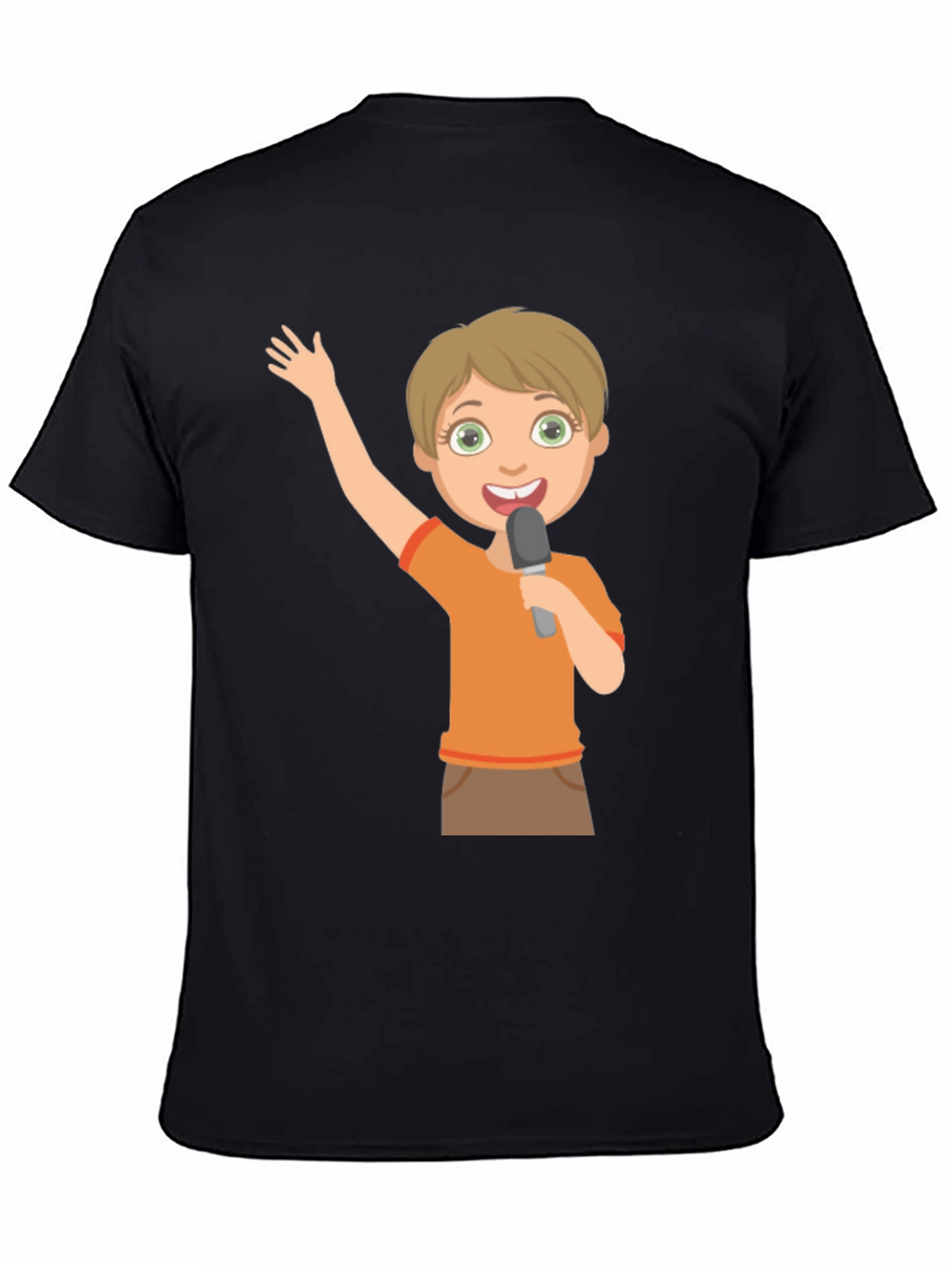 Boy with Microphone Black T-Shirt