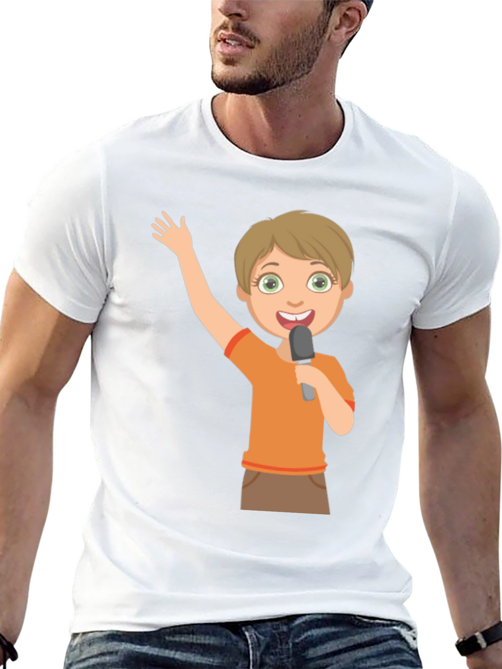 Boy with Microphone Black T-Shirt