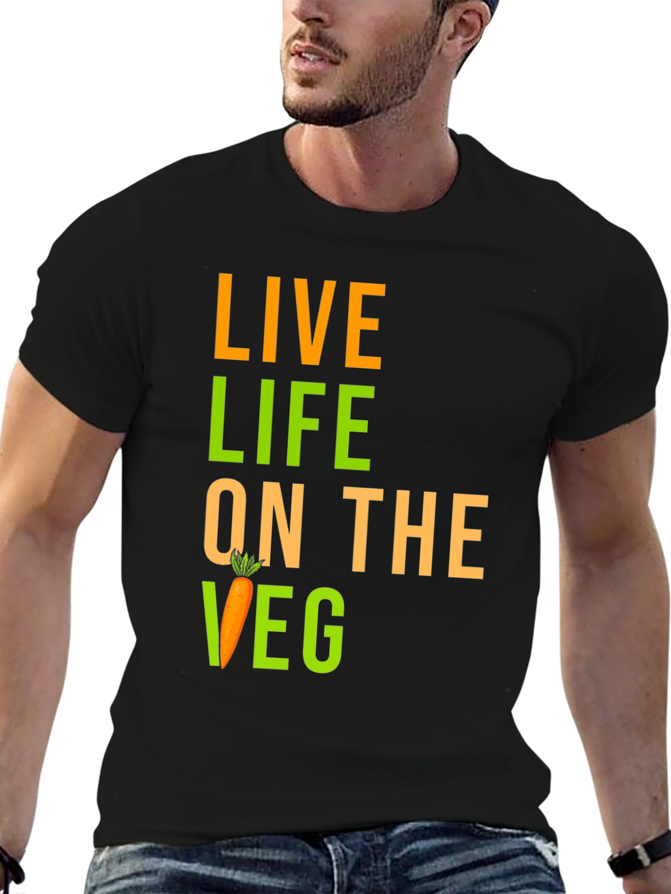 Live Life on the Veg Black Graphic Tee